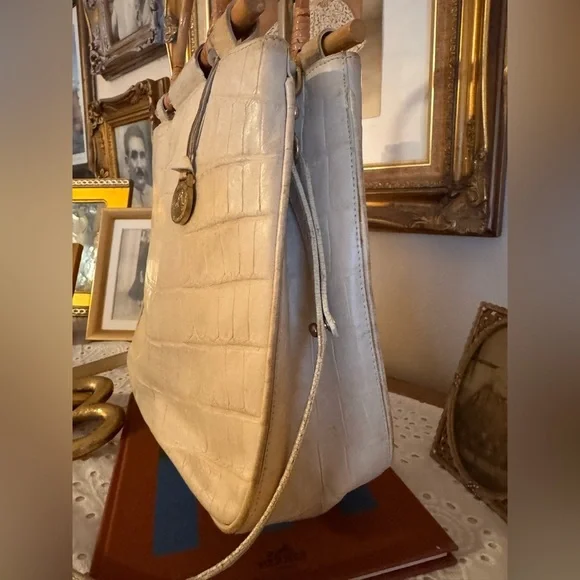 Brahmin Cecelia Croc-Embossed Bag with Bamboo Handles - Picture 7 of 16